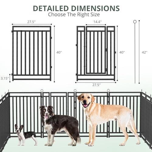 Image of Dog Fence Outdoor Indoor, 40 inch Inch Height 40 Panels Dog Playpen for Large /Medium /Small Dogs Metal Dog Pen for Yard Camping and RV | Black-Silver,Patented