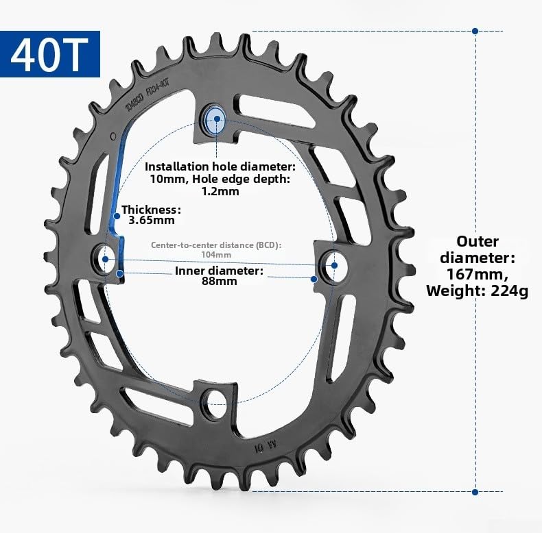 para plato NW Precisión CNC 38T 104BCD MTB para plato NW Precisión