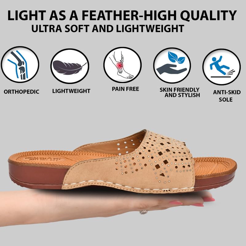 Image of HEALTH FIT Extra Super Soft Ortho Care Diabetic & Orthopedic Slippers /Doctor Chappal & Ultra-Lightweight Stylish Footwear for Women's 677