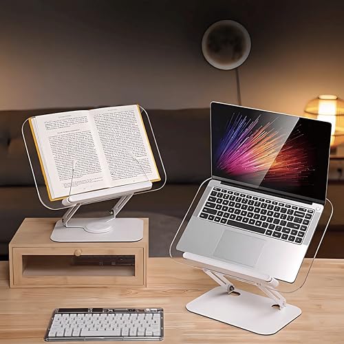Image of Sunchhaya Acrylic Book Stand for Reading, Writing, Painting and Used As Laptop Stand for Desk, 360 Degree Rotatable Multi-Functioal Book Reading Stand Adjustable Height-Angle (R22)