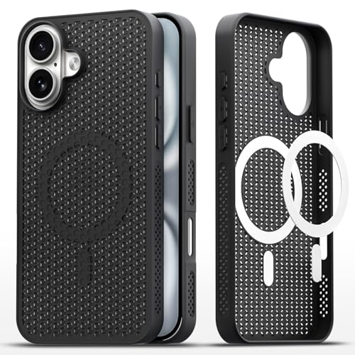 Image of Pikkme Back Cover for iPhone 17 | Honeycomb Cooling Design | Silicone Heat Dissipation | Mag-Safe Compatible | Shockproof Camera Protection Bumper Case (Black)