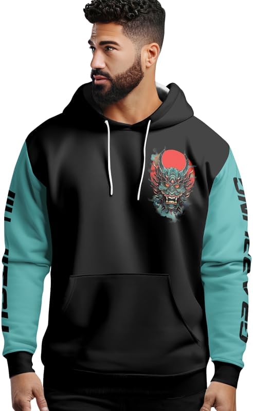 Samurai Mens Hooded Sweatshirt 3D Printed Graphic Pullover Streetwear Hoodies for Men and Women