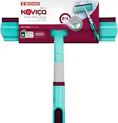 Noviça - Mop Limpa Vidros Spray 2 em 1: Lava e Seca com Reservatório de 100ml, Manta de Microfibra e Cabo, Bettanin