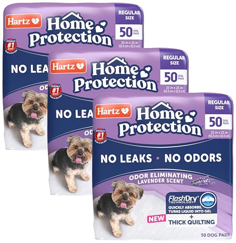 Image of Hartz Home Protection Super Absorbent Odor Eliminating Lavender Scented No Leak Dog Pads, 50 Count (Pack of 3)