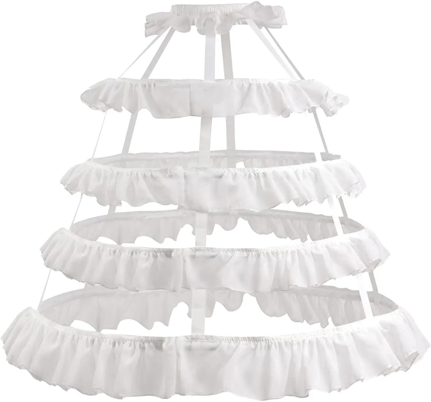 Womens Hoop Petticoat Women's Dress Petticoat Cage Pannier Hoop Skirt Bustle Underskirt 4 Hoops White