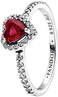 خاتم من الفضة الاسترليني على شكل قلب احمر