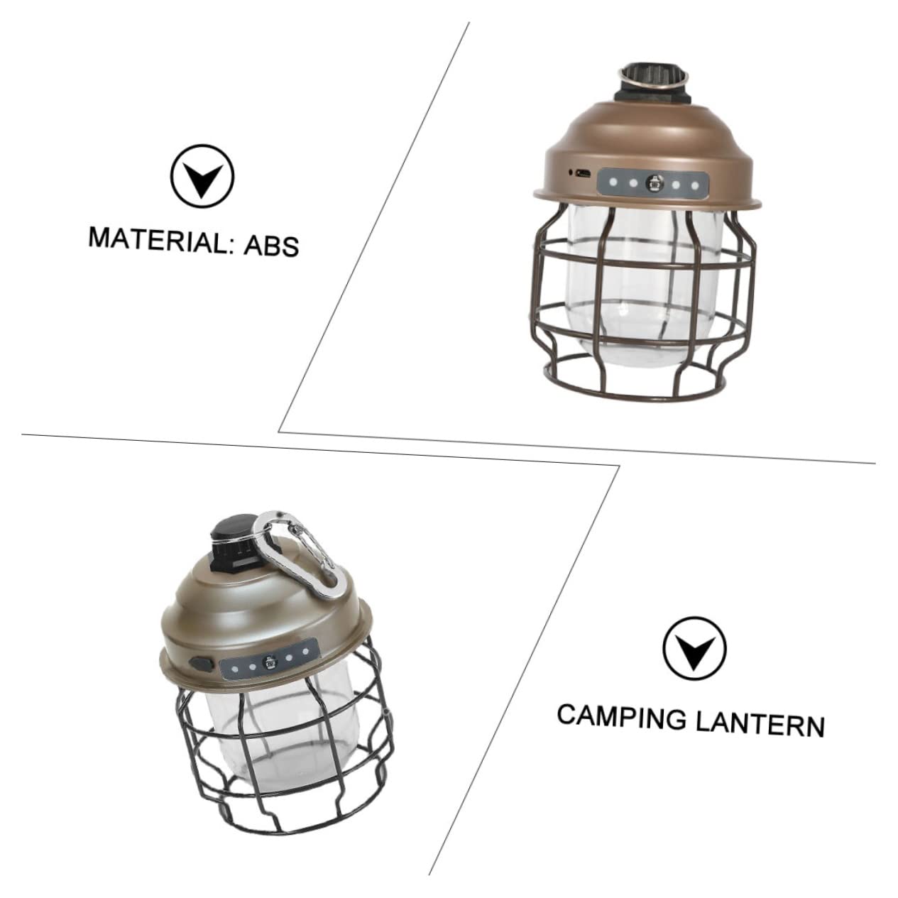 VANZACK 1 Set Rechargeable Camping Lantern USB Charging Tent Lamp with Vintage Design Portable Hanging Light for Outdoor Activities Hiking and Emergency Use