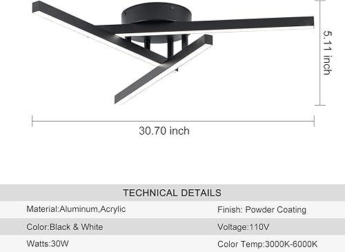 Miniatura 4 de Candelabros negros modernos, lámpara LED de 3 luces, lámparas contemporáneas para comedor, sala de estar, isla de cocina, 30 W, color negro