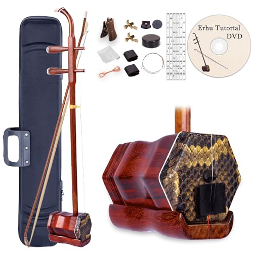 MUYIYANG Chinese Rosewood Erhu-2-string Violin Fiddle Musical Instrument with Book DVD Bow Case&Accessories15Pcs Set