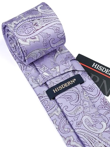 Image of HISDERN Mens Tie Set Classic Woven Ties and Pocket Square Cufflinks Set Formal Business Wedding Neckties Handkerchief