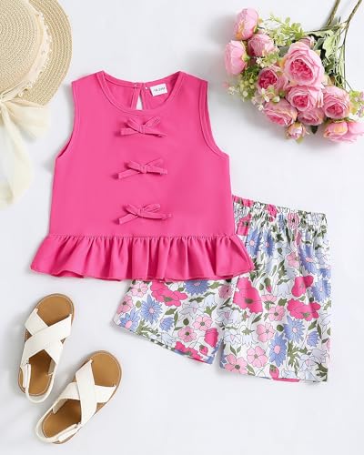Image of Weebaby Toddler Girl Clothes Baby Summer Outfits Sleeveless Halter Top Ruffle Short Set Cute Kids Clothes Girls