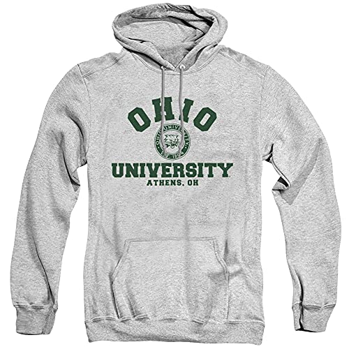 Ohio University Official Circle Logo Unisex Adult Pull-Over Hoodie,Athletic Heather, Medium