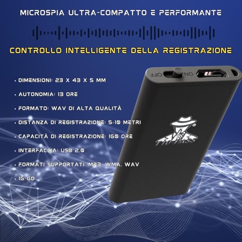 T10-PASS Mikro-Spionagegerät – Der kleinste ultra-kompakte Sprachrekorder (4 x 2 cm, 5 mm dick) – diskret und ideal für Meetings, Auto, Überwachung und Konferenzen
