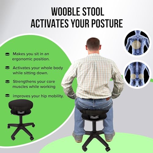Image of The Wobble Stool- Self Balancing Stool with 360 Degree Rotation, Promotes Healthy Posture to Relieve Back and Neck Pain, Lightweight Portable Seat Cushion (Large) - Weight Limit - 220LBS
