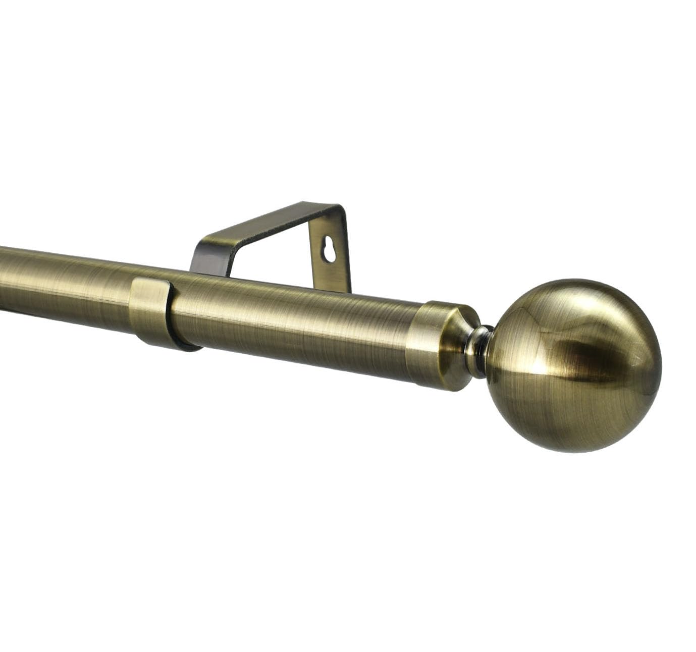 Extendable Curtain Pole Rod Rail 28mm Large Ball Finials & Heavy Duty Fittings, Chrome, Black, Brass, Copper (Antique Brass without Rings, 1m Fixed Length)