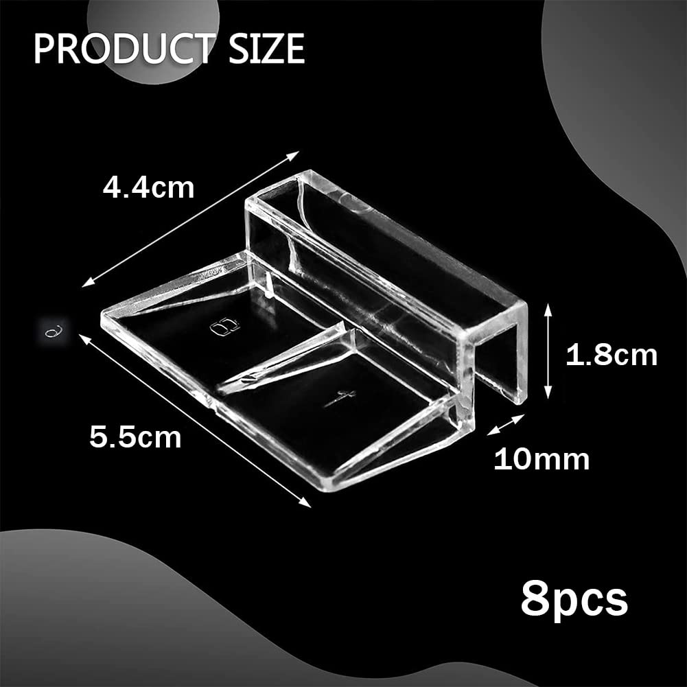 Support d'aquarium Acrylique,Clips pour Couvercle d'aquarium,Clair Support d'aquarium,réservoir de Poissons d'Aquarium,Clips de Couvercle D'aquarium Fish,10mm,Lot de 6 Clips de Protection en Verre