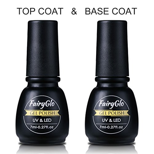 Gel Nail Polish Top Base Coat Lacquer Nail Art UV LED Soak Off Manicure Starter Kit DIY FairyGlo 7ml