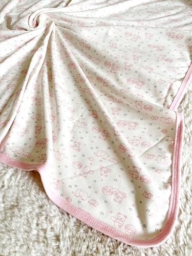 Image of Cloudy Muslin Baby Blanket 31x35 inches, Extra Soft Cotton Baby Blanket, Reversible Blanket for Toddlers, Breathable and Warm for Boys and Girls Baby Blanket (Pink)