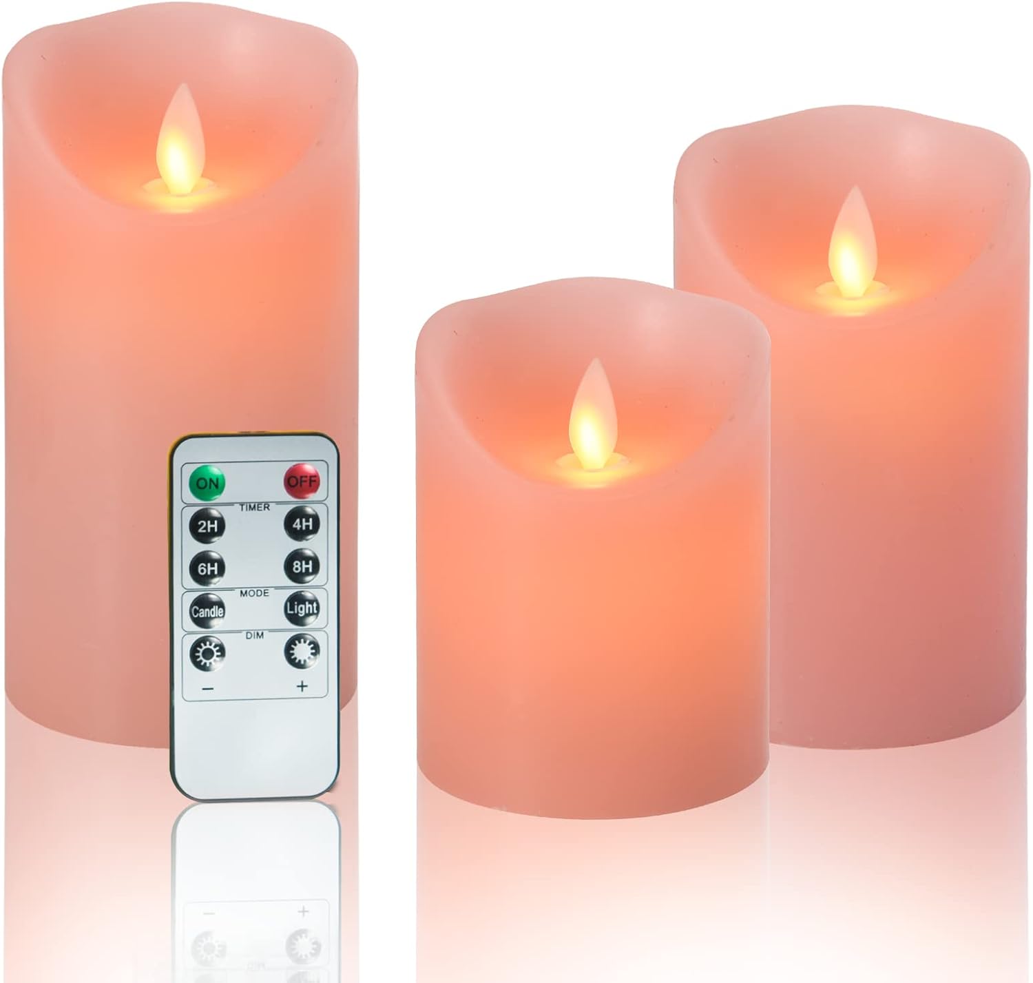 LED Flameless Candles of 3 Set, Outdoor Real Wax Red Candle with Remote Control and Timer, Indoor Battery Operated Flickering LED Pillar Candles Long Lasting for Outdoor Larterns, Porch, Wedding Decor