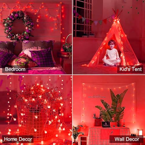 Image of fizzytech Crystal Ball String Lights - 30 LED, 6 Meter Decorative Fairy Lights for Bedroom, Living Room, Diwali, Christmas, Wedding, Party & Home Decoration (Red)