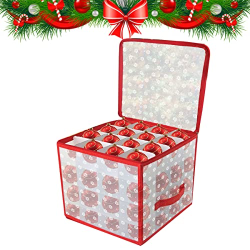 Almineez Boîte de rangement en plastique pour 64 boules de Noël avec poignées de transport Cover