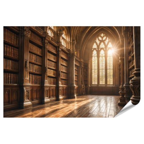 Póster de biblioteca majestuosa islandburner en alta calidad y formato gigante para salón