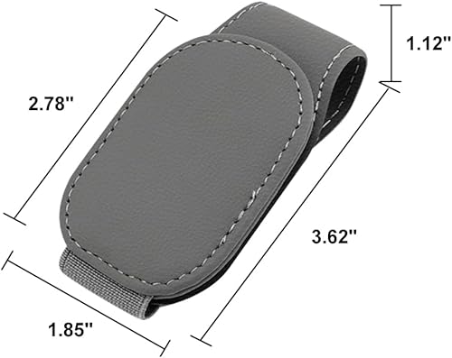 Miniatura 6 de Paquete de 2 soportes de cuero para lentes de sol para visera solar de automóvil, clip magnético para colgar anteojos para automóvil, soporte para