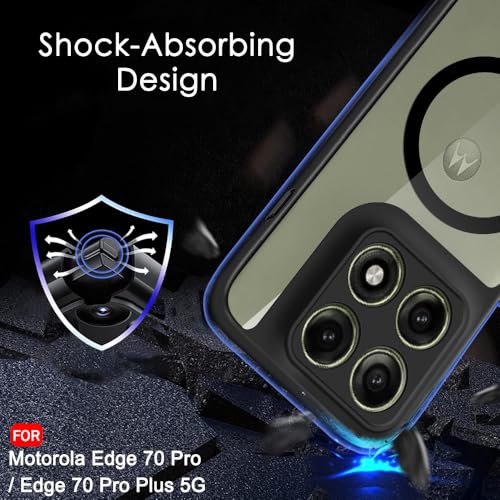 Image of TheGiftKart Hybrid Shockproof Back Cover Case for Motorola Moto Edge 70 Pro /Edge 70 Pro Plus 5G | Hard Back Cover Case (PC & TPU, MagSafe Compatible, Transparent Clear Back, Black Sides)