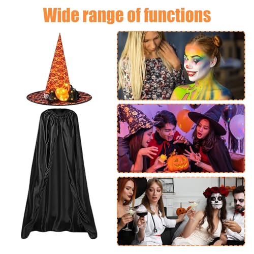 Conjunto de capa de Halloween, capa de bruxa de Halloween | Conjunto de capas de capa de bruxa,Traje