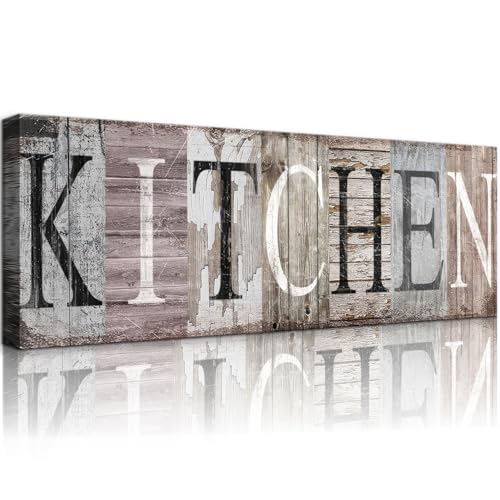 DCMVJHZV Kitchen Signs Canvas Wall Art Rustic Kitchen Wall Decor Retro Farmhouse Kitchen Sign Print Kitchen Quotes Painting Picture With Solid Wood Inner Frame Kitchen Decor Ready to Hang(6