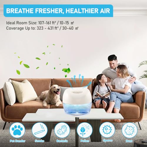 Image of Purifier Air Washer, Air Fresher Aroma Diffuser Odor for Smokers, Dust, Mold, Home and Pets, Air Cleaner with Night Light, Super Quiet and Safety (White)