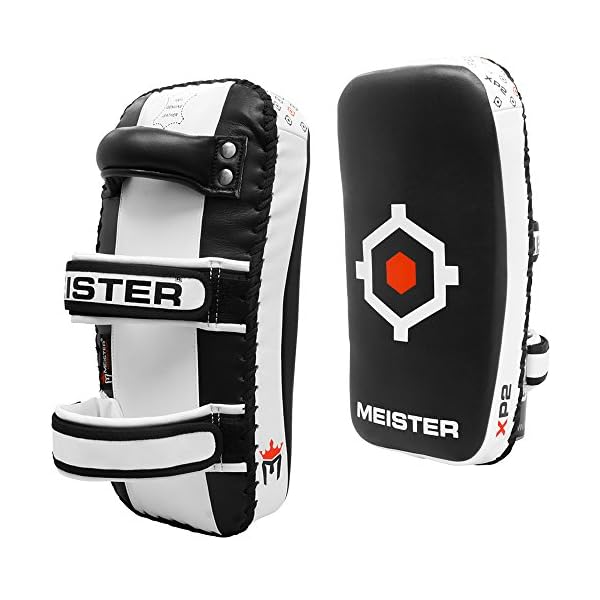 Meister-XP2-Professional-Curved-Thai-Pads-for-Kickboxing-MMA-X-Thick-Cowhide-Leather Meister XP2 Professional Curved Thai Pads for Kickboxing & MMA - X-Thick Cowhide Leather - Black - Pair (2 Pads)