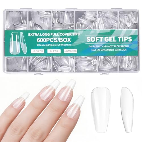 Vonsera 600 Pièces Capsules Americaine Ongles Amande, 12 Tailles Faux Ongles Gel Couverture Complète, Semi Givré Capsule Ongle pour Débutant en Manucure, et Prothésiste Ongulaire