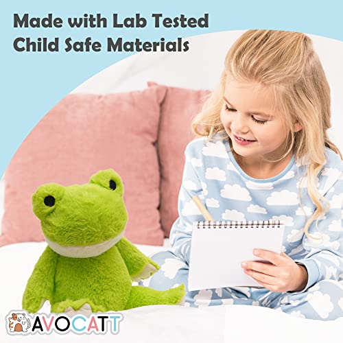 Avocatt Heatable Stuffed Frog Plush - 10 Inches Unscented Microwavable Frog Toy - Warmable Heating Pad - Warm And Hot Therapy For Cramps, Back, And Neck Pain Relief #TOP3