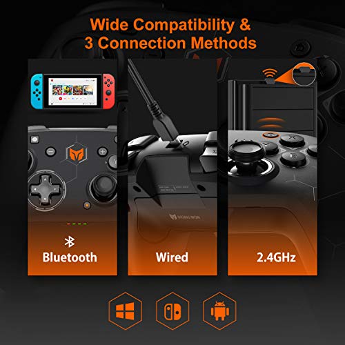 Image of Wireless Gaming Controllers, BIGBIG WON PC Gaming Controller Custom Button, 6-Axis Gyro, Dual Shock, Macro, Turbo, 2.4GHz Dongle Gamepad for Windows 10 /Android /iOS /Switch Bluetooth Controller Black