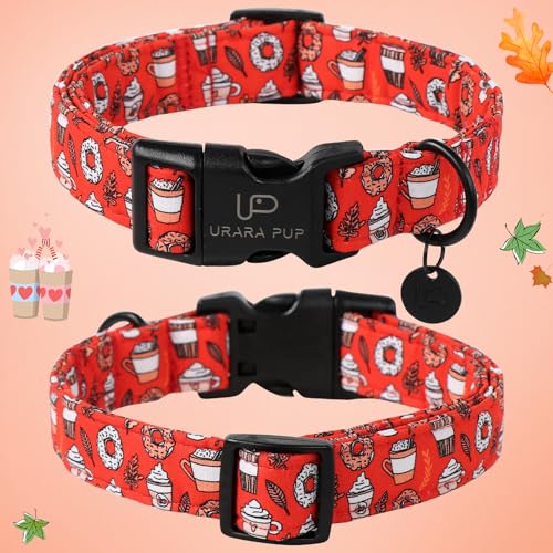 Up Urara Pup CC-FALLCOFFEE-M Fall Cotton Dog Collar thumb #1