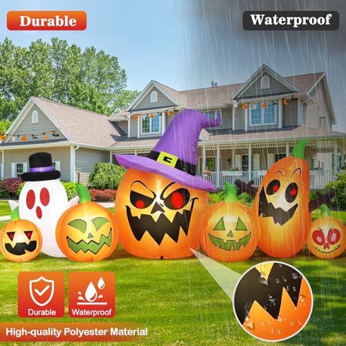 Image of Danxilu 8FT Long Halloween Inflatables Spooky Pumpkin Outdoor Decoration