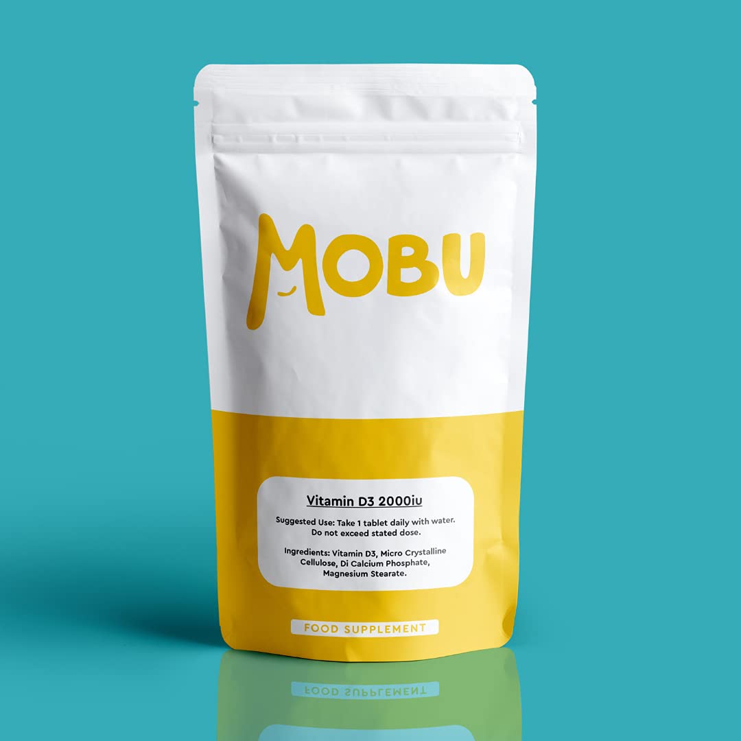 Vitamin D3 2000iu | 360 Vegetarian Tablets | Healthy Bones, Muscle Function & Immune Support Supplement | GMP Approved | Letterbox Friendly | MOBU UK