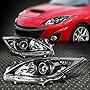 Headlights Assembly Headlamps for 2010 2011 2012 2013 Mazda 3 Black Housing Clear Corner Projector Headlamps MA2518130 MA2519130 (Driver & Passenger Side)