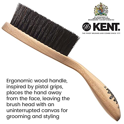 Kent Brd5 Men's Beard And Mustache Brush - Hand-Mixed Horsehair And Nylon Blend For Flawless Shaping And Grooming, Ergonomic Pistol-Like Grip Wood Handle, Dry Or Wet Beard, Distributes Oils/Balms #TOP4