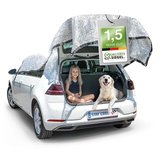 Walser Sonnenschutznetz-Auto, PKW-Schattenspender mit UV-Schutz, Universal-Sonnensegel, PKW-Hitzeschutz-Plane, Auto-Schattennetz kühlend 3x4m Silber