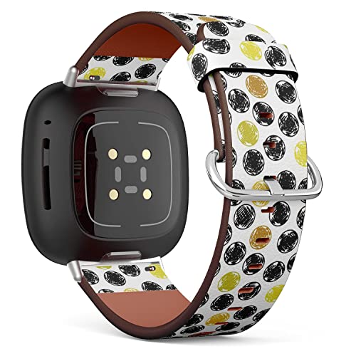 CJBROES Replacement Leather Watch Band, Compatible with Fitbit Versa 3 and Fitbit Sense of Wristband Bracelet Accessory - Circles