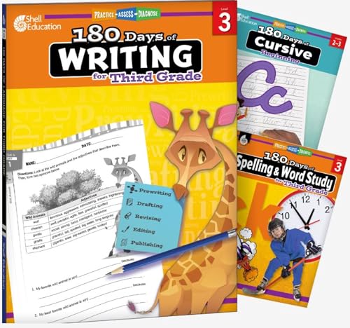 180 Days™: Writing, Spelling, & Cursive 3-Book Set for 3rd Grade Practice Workbook for Classroom and Home, Cool and Fun Practice Created by Teachers (180 Days of Practice)