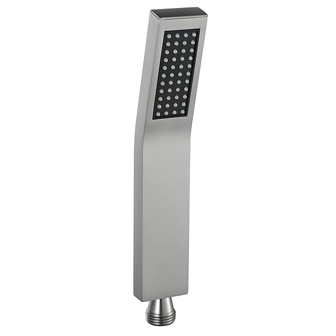 Muxios High Pressure Brass Square Handheld Shower Head Water Saving Shower Head with Easy Cleaning Rubber Nozzles Single Function Brushed Nickel Fnish Including Washer L-Style