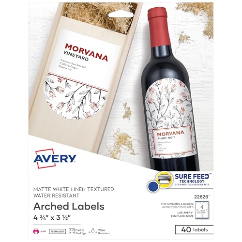 Avery 22826 Arched Wine Labels