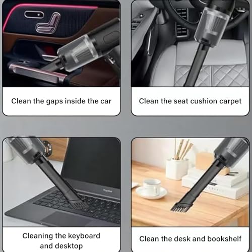 Image of Pivalo 2-in-1 Cordless Car Vacuum Cleaner with Powerful Suction, Filter, 3 Nozzles & USB Charging | Portable Wireless Mini Car Air Blower for Home, Office & Travel Cleaning (Pack of 1, Black)