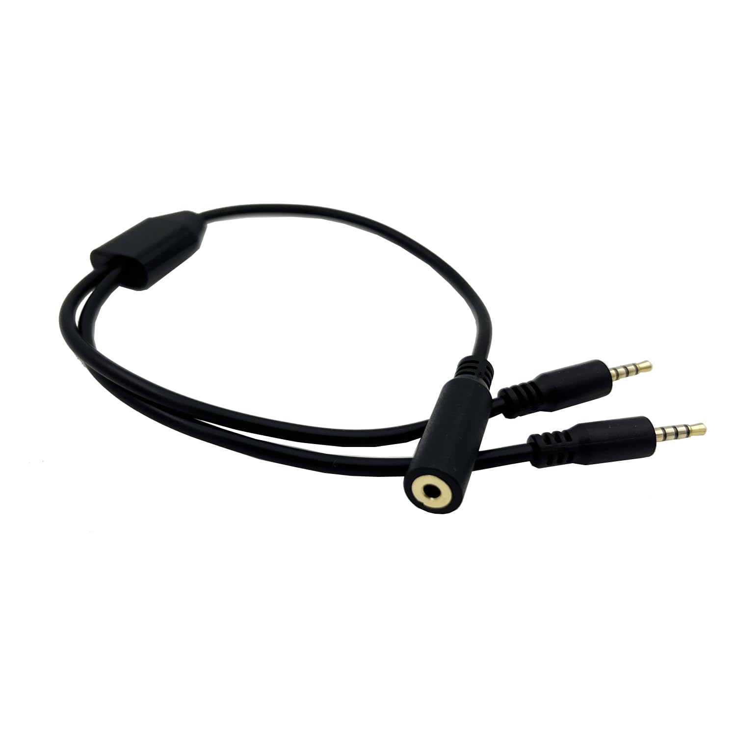 Cable divisor de audio de 2,5 mm, adaptador en Y para auriculares, hembra a doble macho, negro, 30 cm
