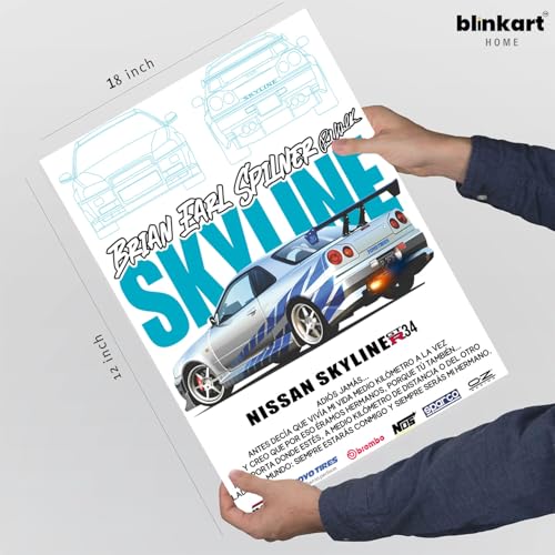Image of BLINKART Nissan SkylineCar Posters Sticker Gift Items for Boys Room Wall Decor || Comes with Double-Sided Tape|| Decoration Bedroom Living Room Office Studio Decor | 12x18 In (A3) - CAR-269