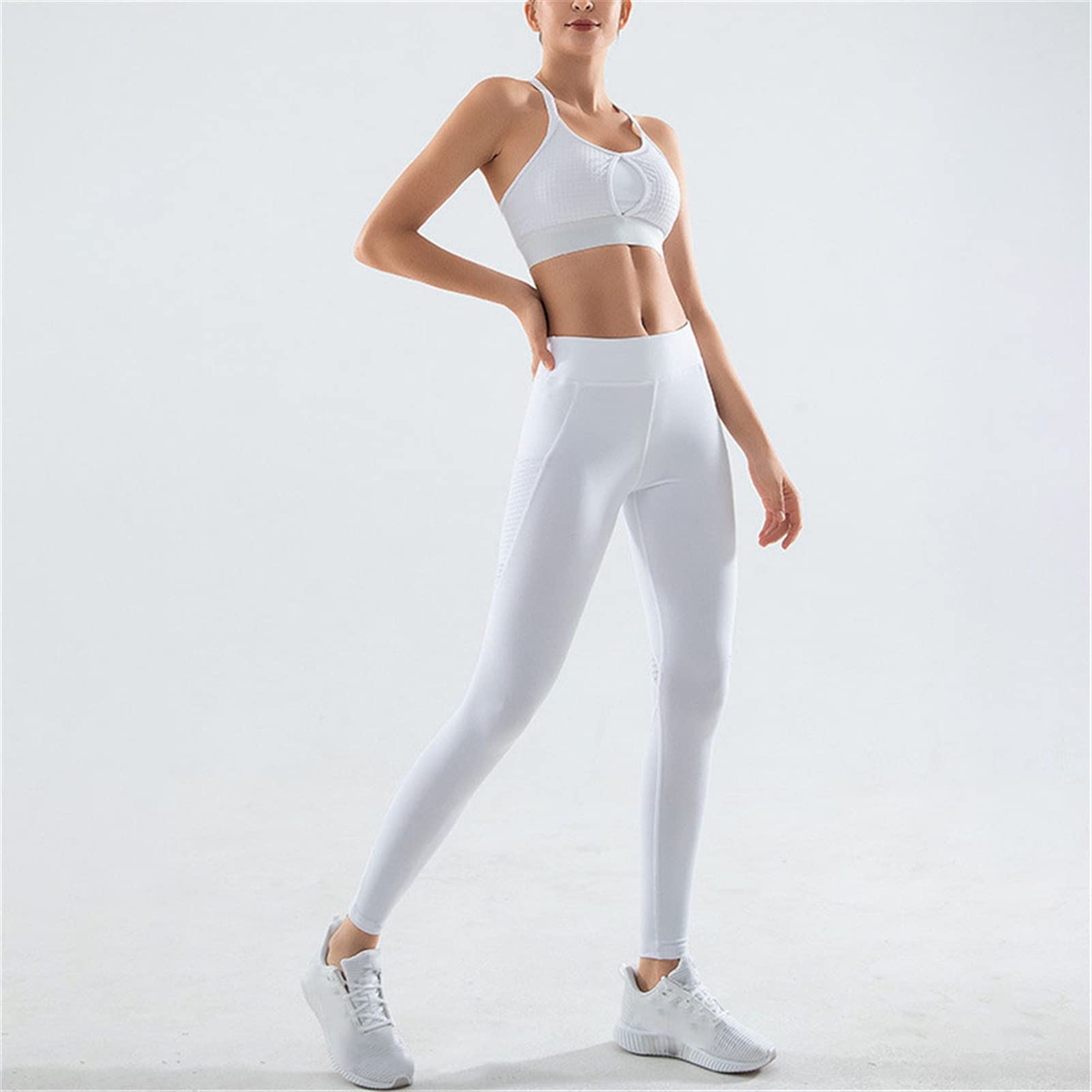 Strój do jogi damski fitness zestaw odzieży sportowej, oddychająca siateczka patchwork zestawy treningowe 2 sztuki sexy crossback sportowy biustonosz z paskiem Crop Top analna podnoszenie szczupłe joga legginsy siłownia bieganie trening najlepsze legginsy