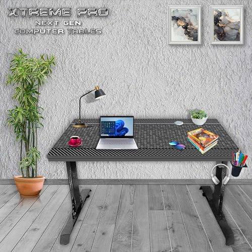Image of Xtreme PRO Direct Theme Printed Computer Desk for Gaming, Work & Study. Large for PC, Dual Monitors, iMac, and Laptops. Metal & Engineered Wood. Black Stand Desk. 4 Feet-XPB4 (XPB4-HEX Carbon)
